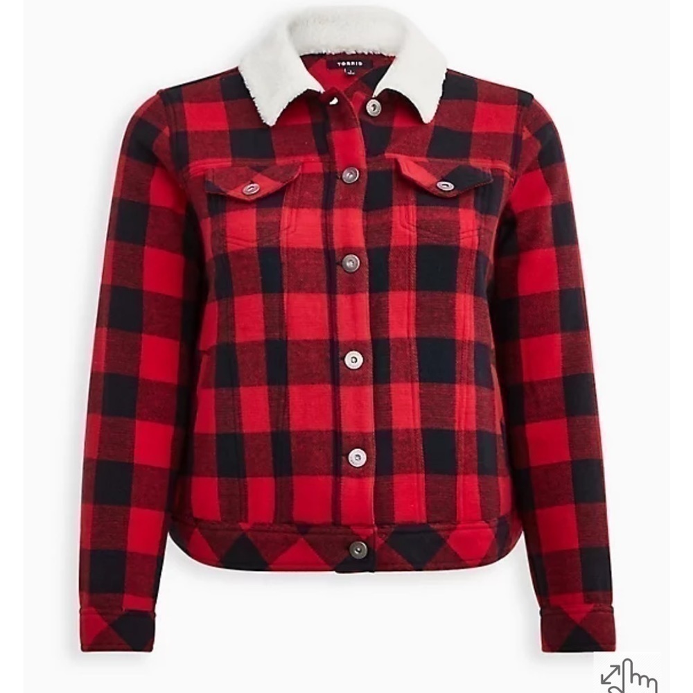 Torrid plaid Sherpa collar trucker jacket